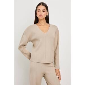 Rails Hollyn V Neck Sweater in Heather Oatmeal L